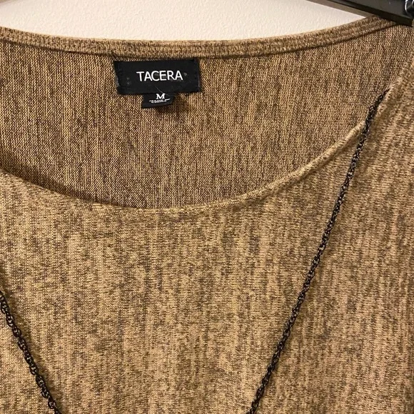 TACERA Women’s Brown Taupe Pullover Long Sleeves Attached Necklace Dress Medium. - Picture 3 of 8